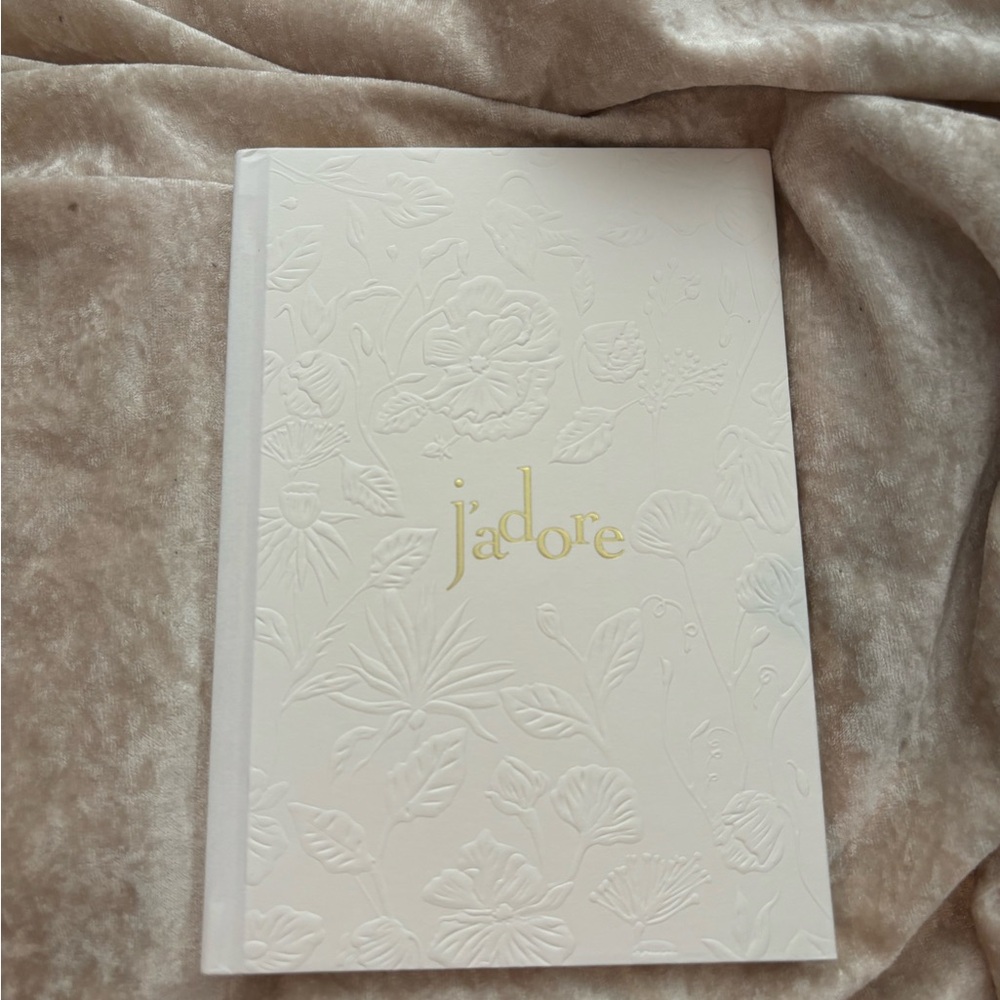 Dior Jadore White Embossed Floral Notebook with Gold Text